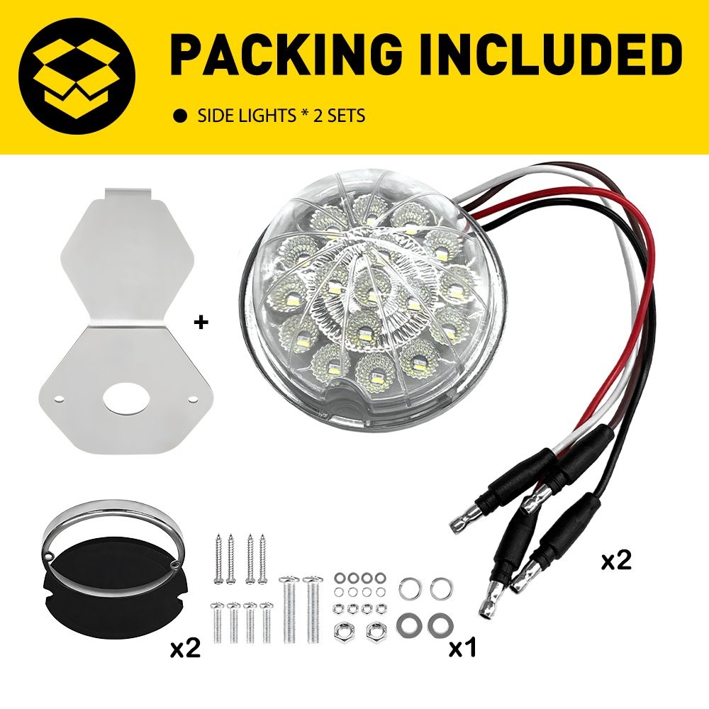 2Pcs LED Watermelon Light Indicator Side Marker Clearance Red White w/ Bracket`