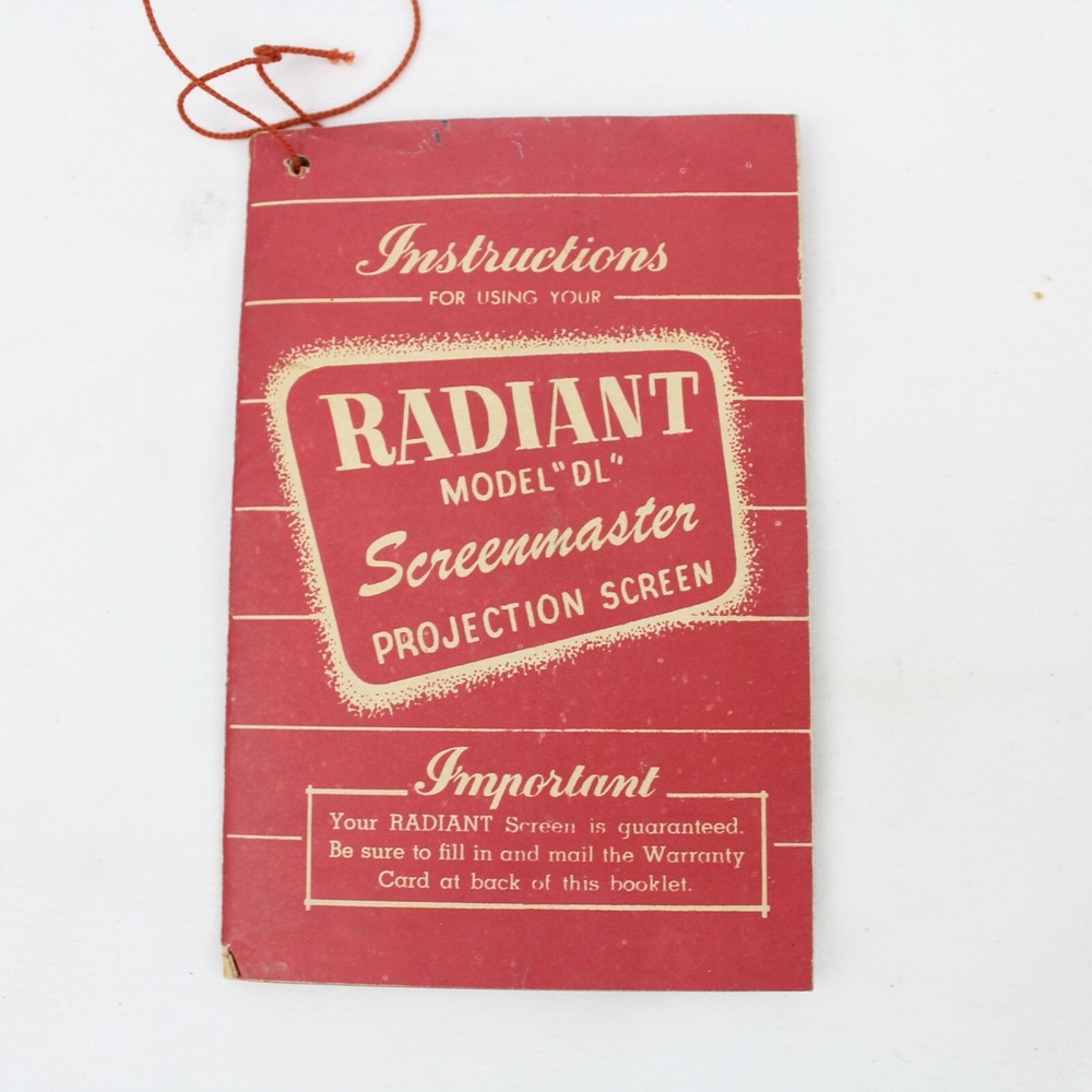 Vintage Radiant Model DLS Screenmaster Projection Screen Instructions