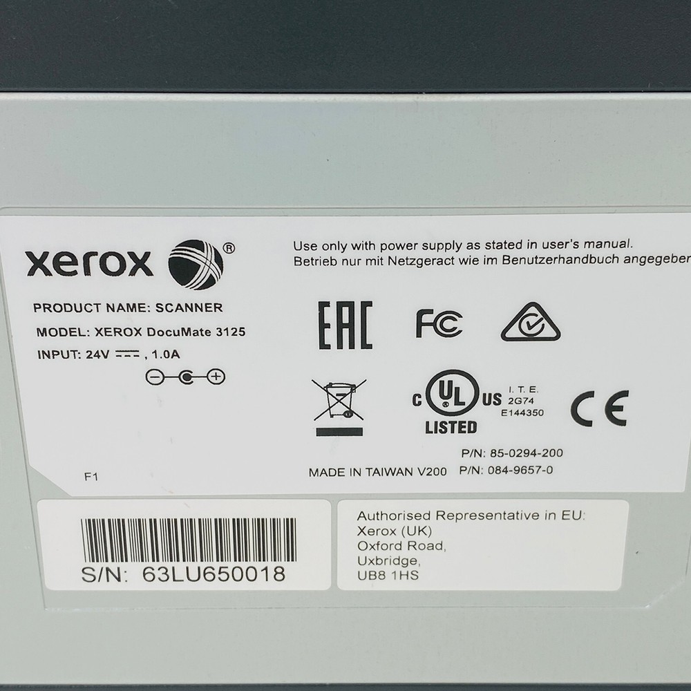 Xerox DocuMate 3125 Duplex Color Desktop Document Scanner w/AC Adapter TESTED