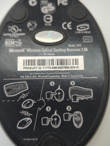 MICROSOFT X09-51906 Wireless Optical Desktop RECEIVER 2.0A Model 1012 Tested