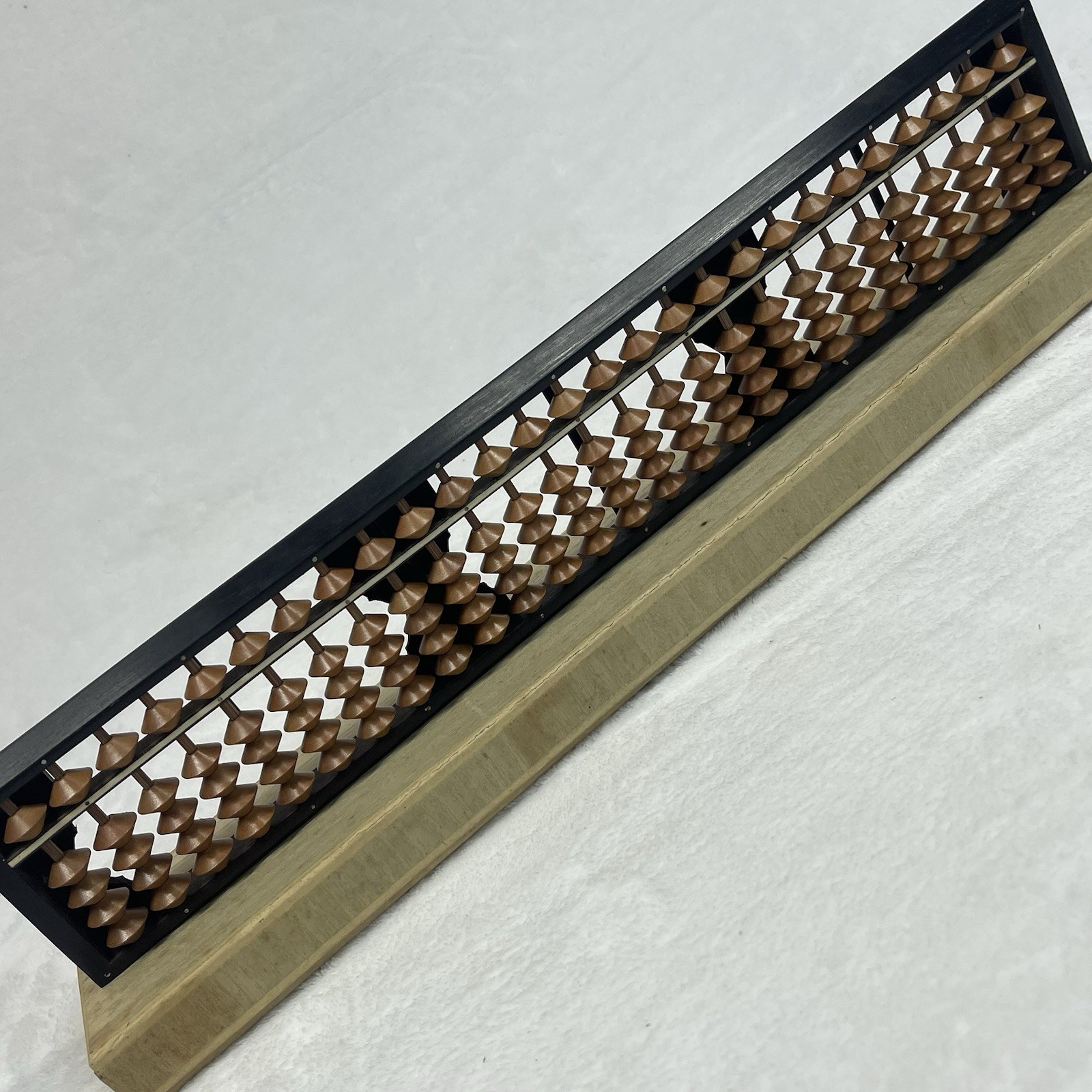 Vintage Soroban Abacus Calculator 27 Column Digit Orange Beads w Original Box
