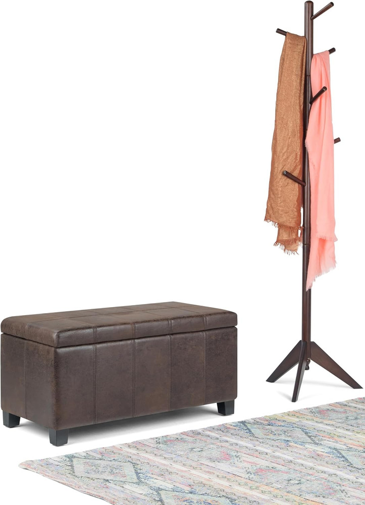 Dover Storage Ottoman Bench - 36 Inch Wide Upholstered Vegan Leather Rectangular