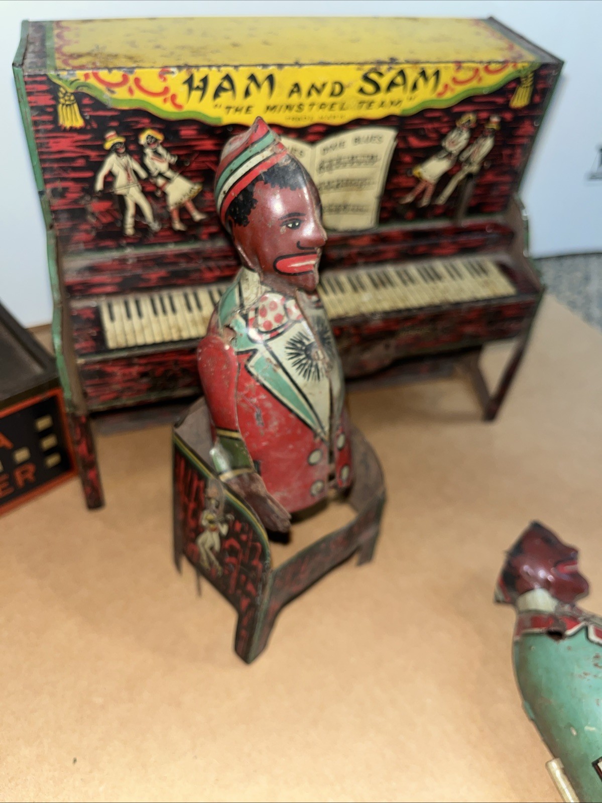 Set of 2 tin toys Ham and Sam The Minstrel Team & “TOMBO “Alabama Coon Jigger
