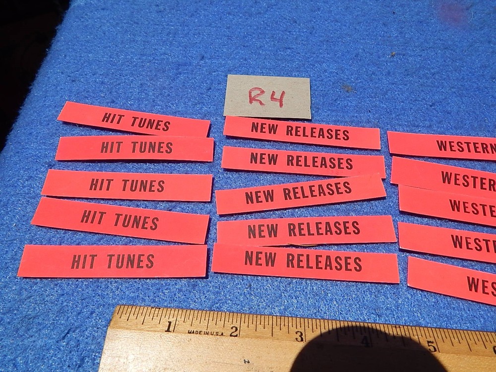 Wurlitzer wallbox 5250 Program Holder Record Classification Strips - 25 each