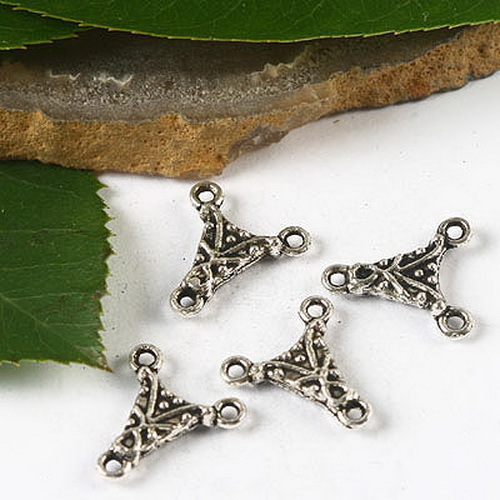 40pcs dark silver tone 3holes 2sided pattern connector h2466