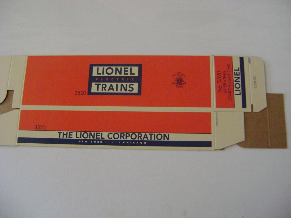 Lionel 3520 Operating Searchlight Car Reproduction Box