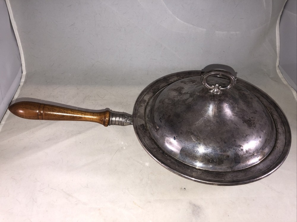 Gorham Silverplate Covered Serving Dish With Long Wood Handle