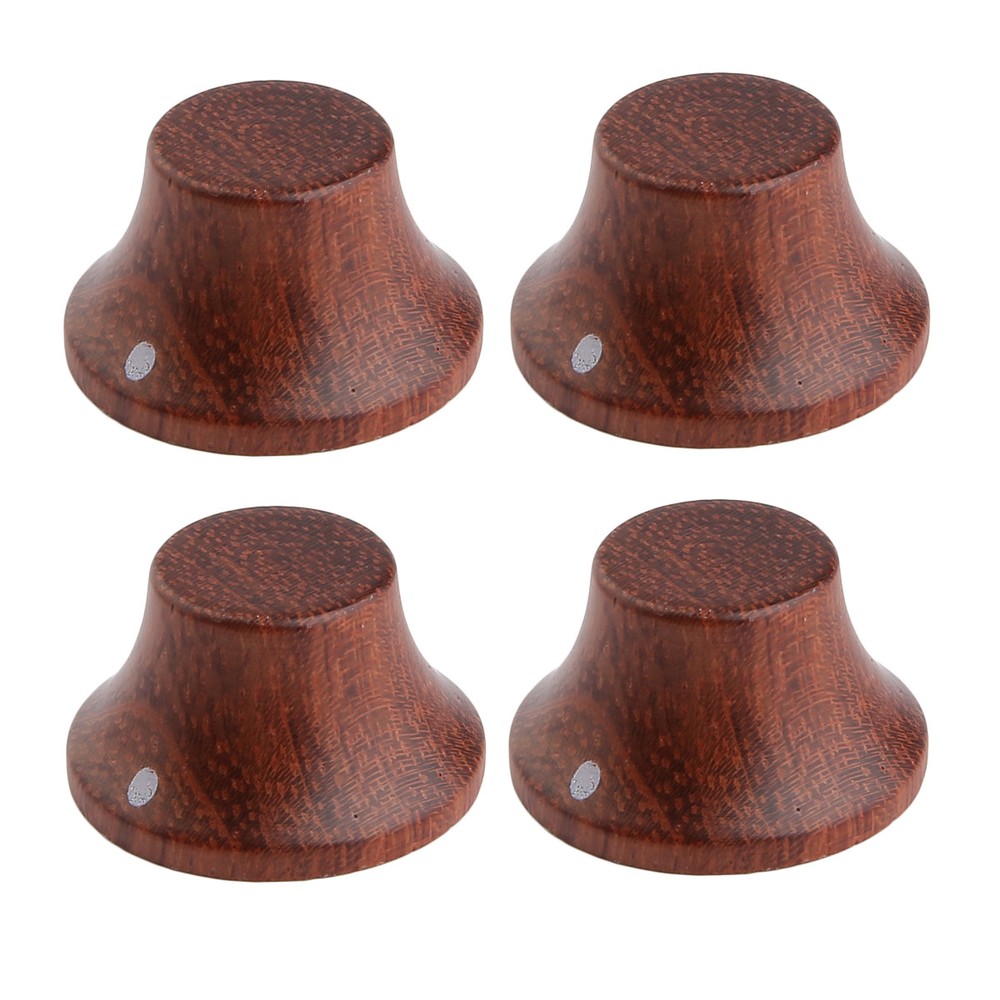 KAISH 4pcs Bubinga Wooden Knobs Guitar Bass Bell Knobs Top Hat Knob w/ Indicator