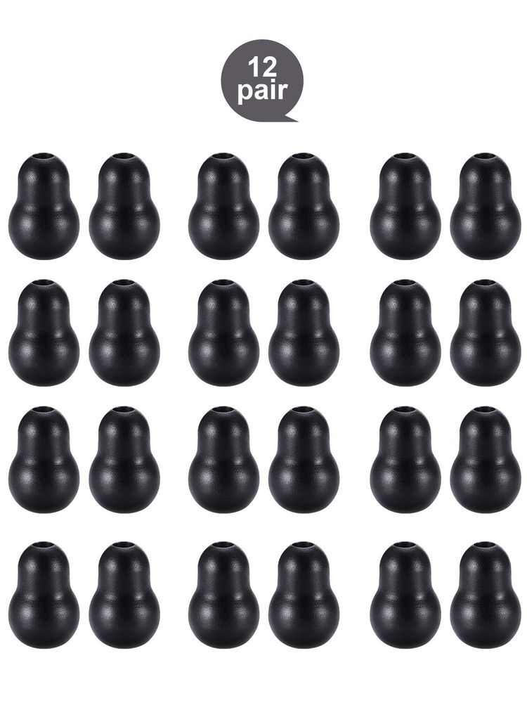 Universal Stethoscope Earpieces - 24 Black Soft Silicone Ear Tips Replacement