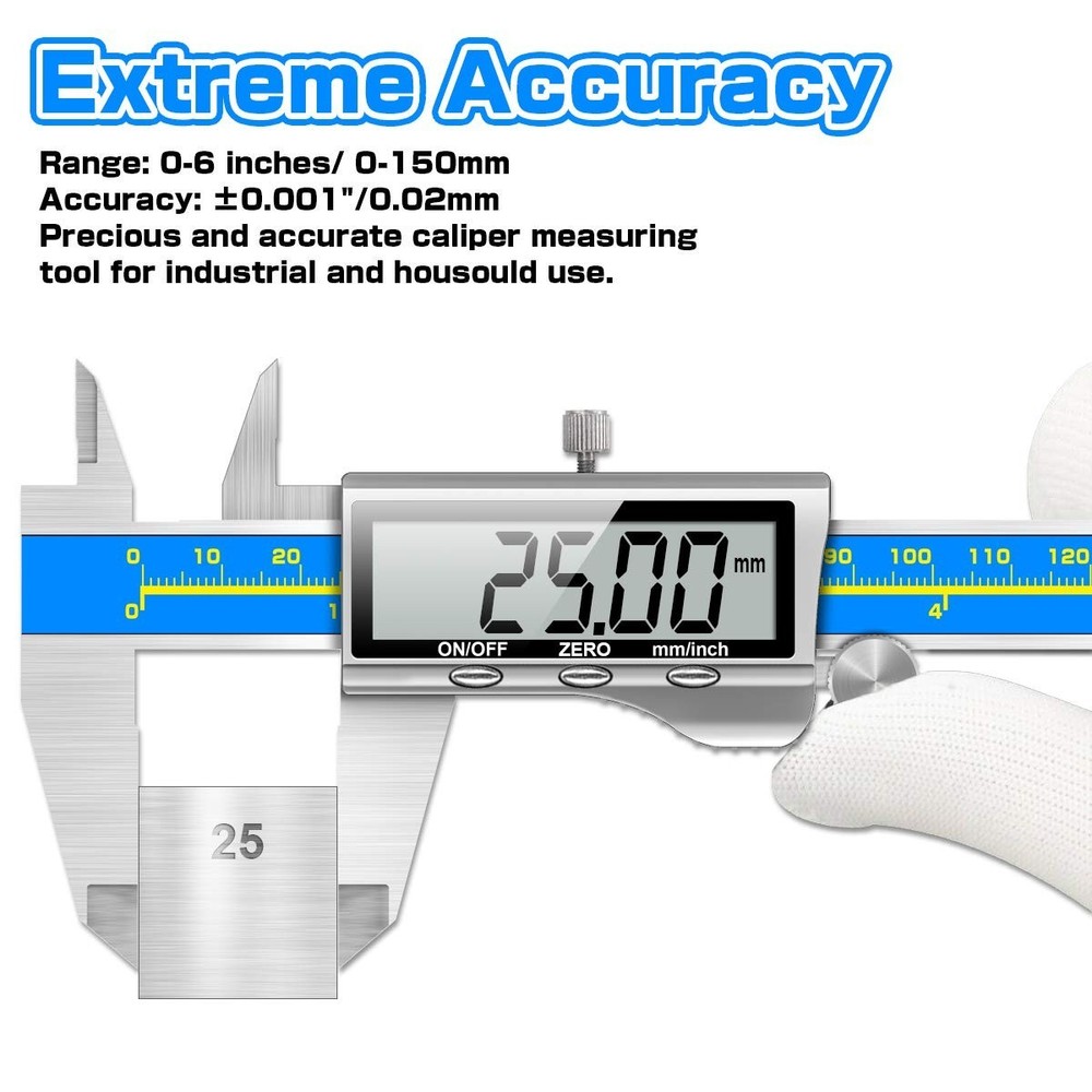 Durable Digital Measuring Tool - 6" Stainless Steel Caliper with Protective Case