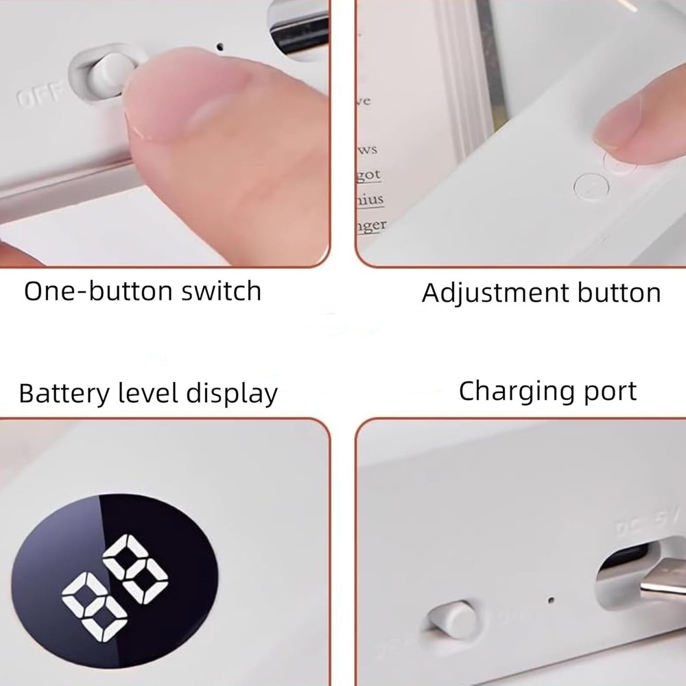 Rechargeable LED Book Light Flat Panel 3 Colors Timer Reading Lamp