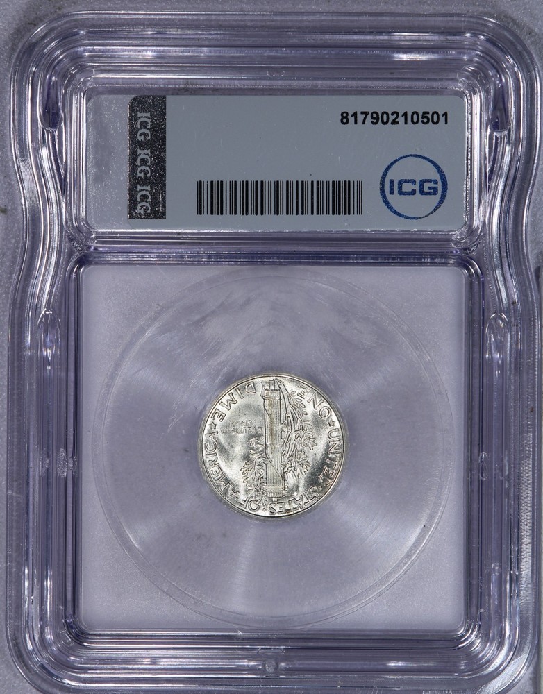 1940 Mercury Dime 10C ICG MS66