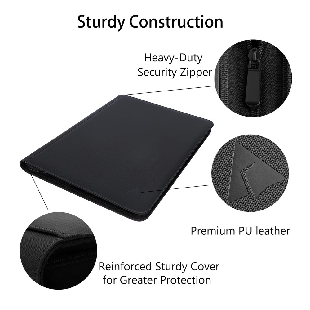 16 Pocket 1024 Card Binder, Large Ringless Side Loading Pockets Trading Card ...