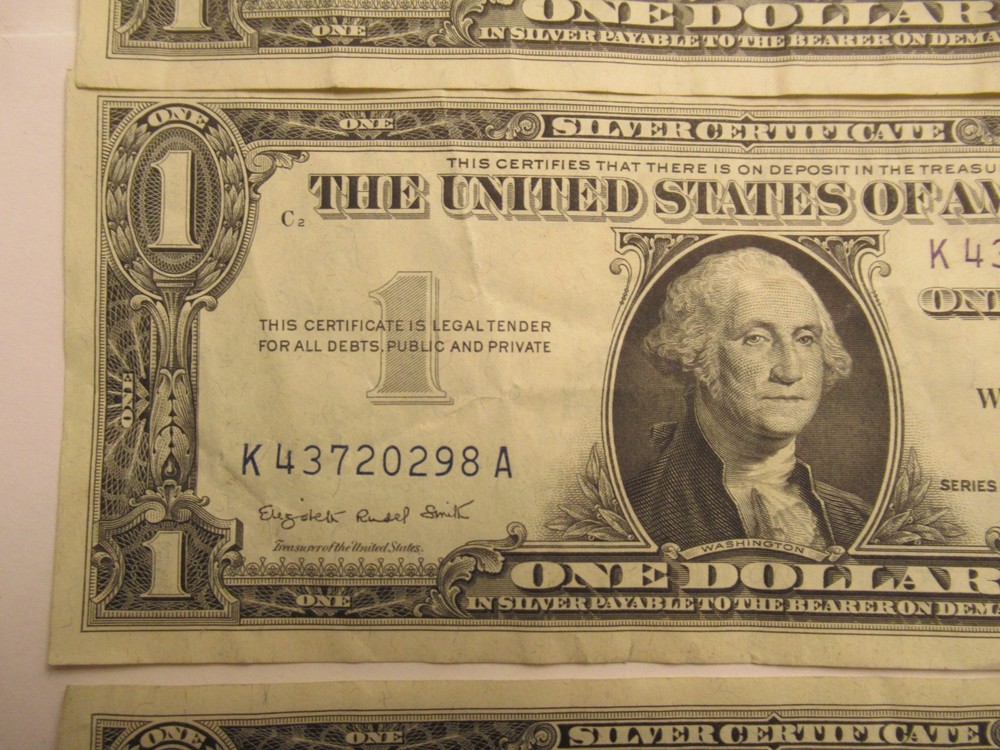 FOUR Consecutive 1957 A $1 Silver Certificates, UNC