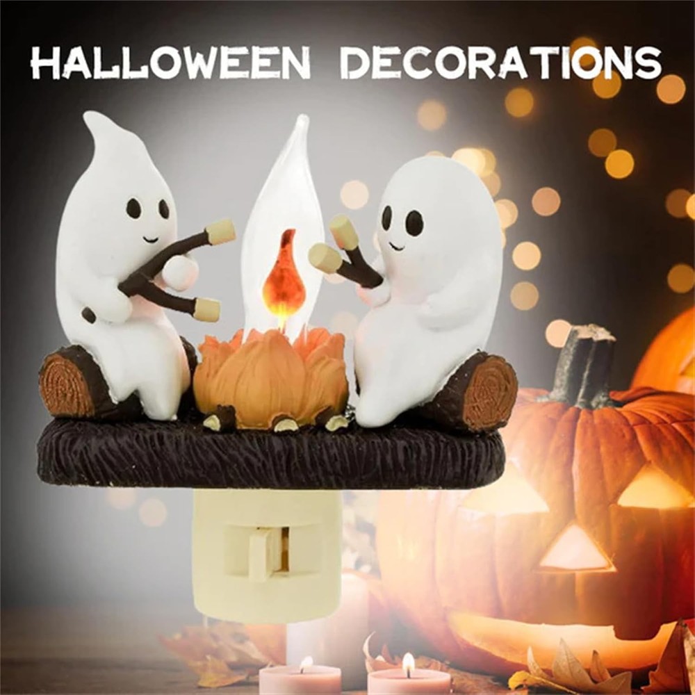 Halloween Decorations, Ghost Campfire Flickering Nightlight Faux Campfire 3D LED
