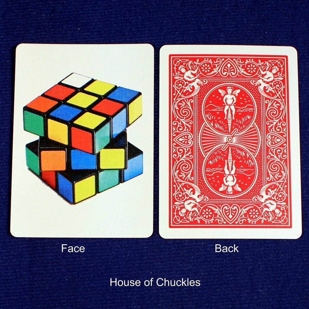 Magic Cube, Half Horizontal, Bicycle Printed Gaff Card, Red