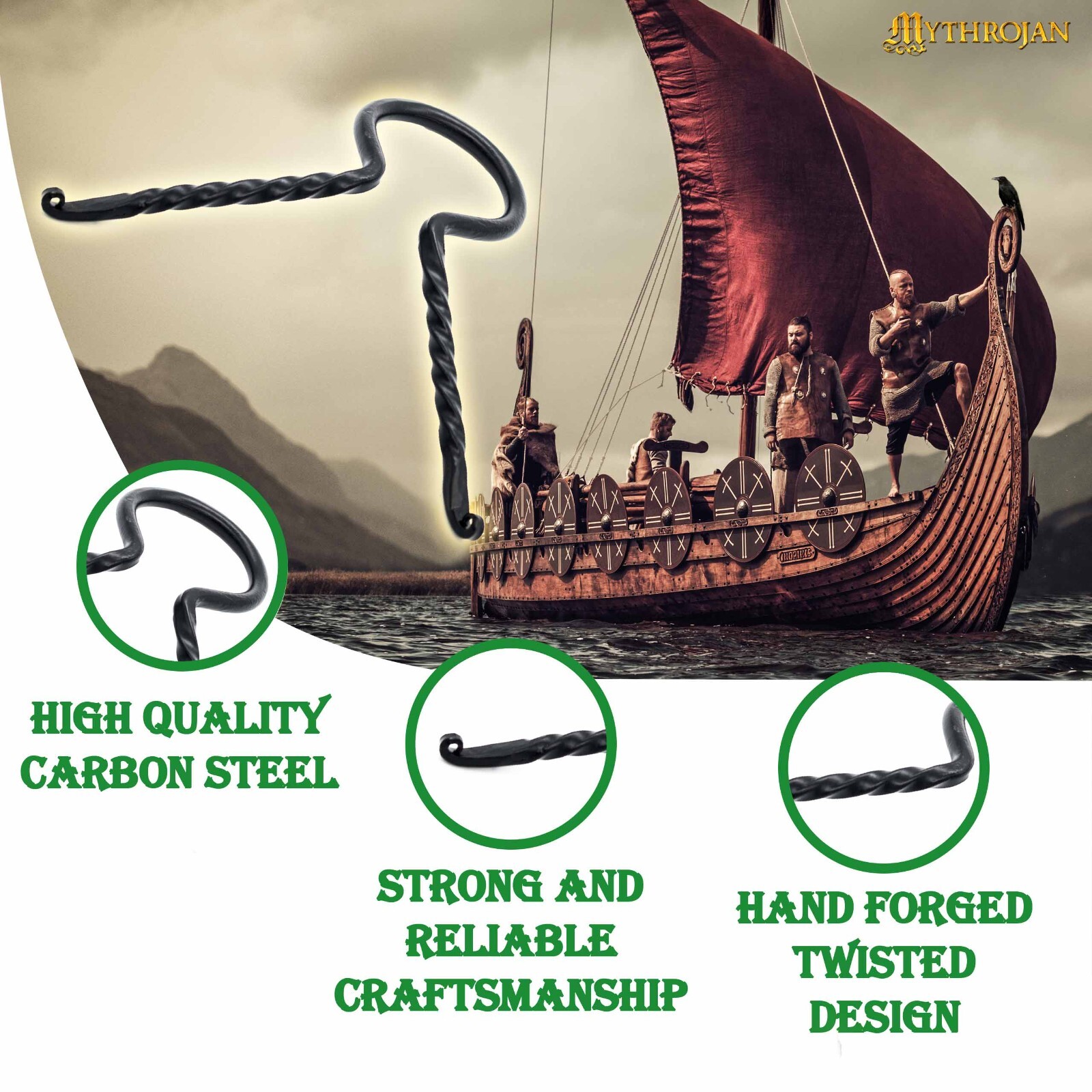 Hand Forged Twisted Iron Viking Drinking Horn Stand for Ale Beer Cup Rack Holder