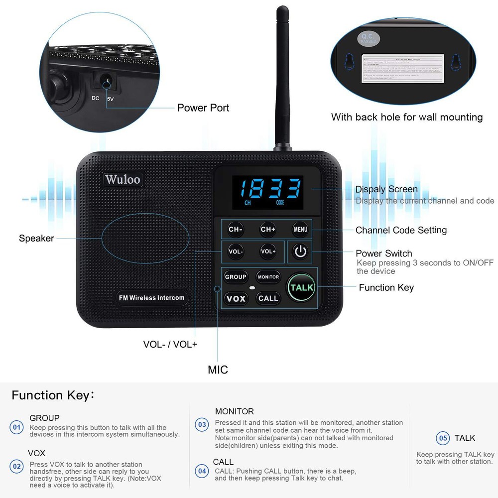 22-Channel Call ALL FM Wireless Intercoms for Building Apartment Communication