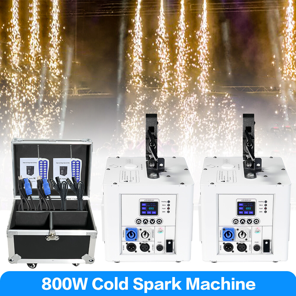 2Set 800W Spray Down Cold Spark Machine Waterfall Firework DMX with Flight Case
