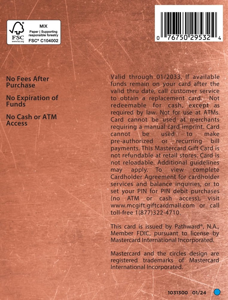 Physical Gift Card -$25 (plus $3.95 Purchase Fee)