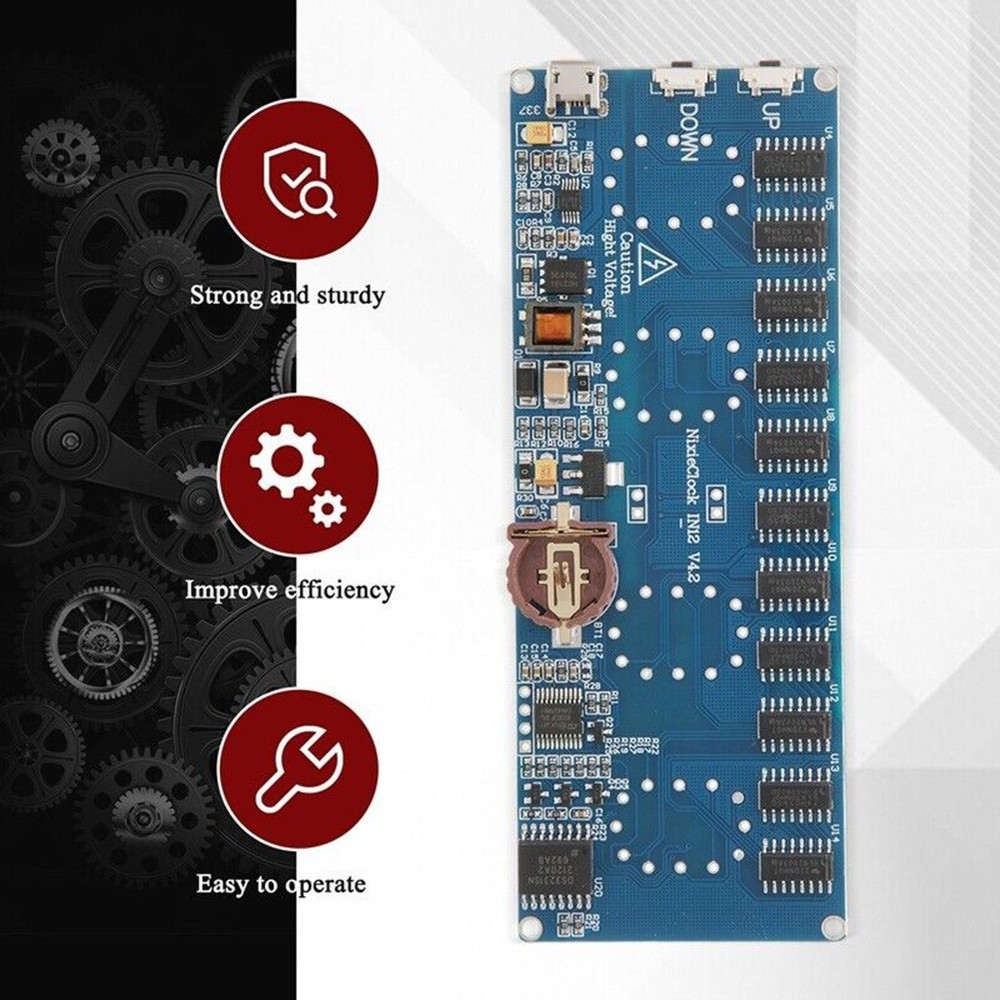 Compact In12 Digital Tube Clock Kit with User Friendly Setup Instructions