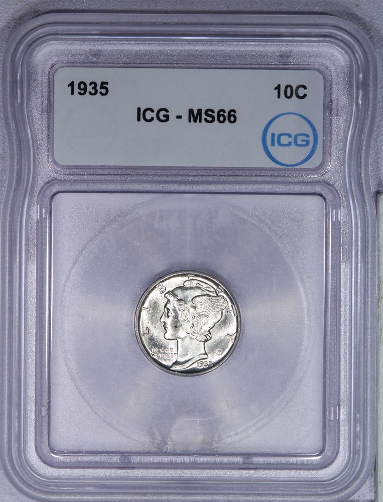 1935 Mercury Dime 10C ICG MS66