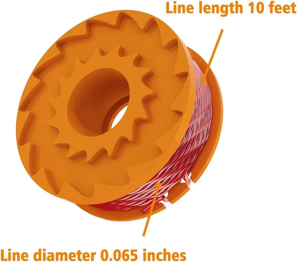 6-Pack WORX WA0010 Replacement Spool Line For Grass Trimmer/Edger,10ft
