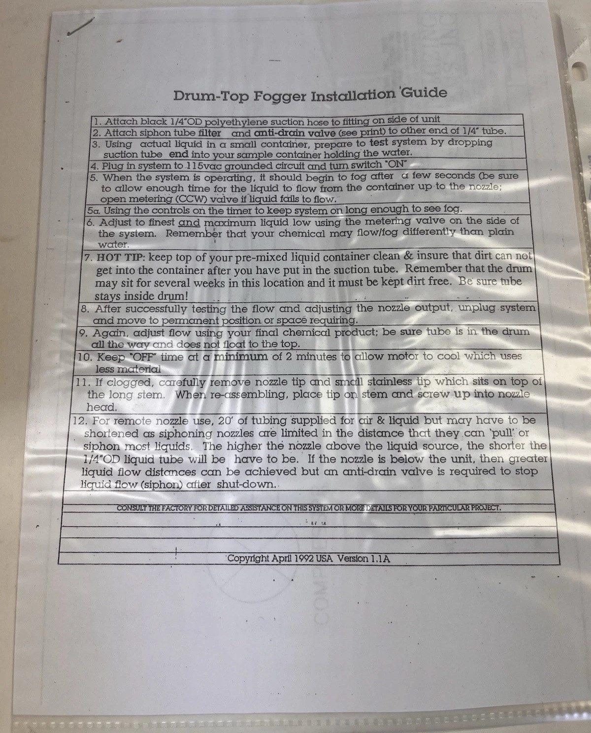 ATOMIZING SYSTEMS Commercial/Industrial Cold Fogger Disinfection,Pesticides