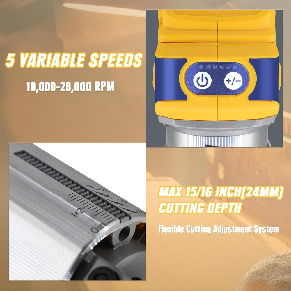 Cordless Brushless Compact Router,Compatible with Dewalt 18V Battery(Bare Tool),