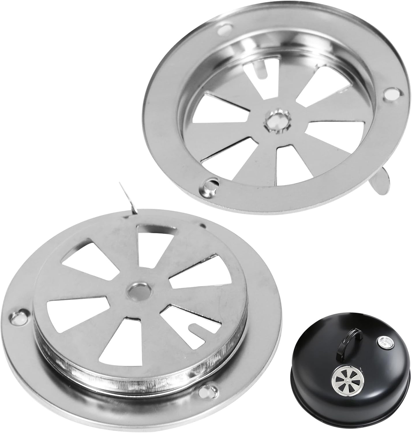 2 Pack BBQ Smoker Air Vent Set, Stainless Steel Grill Damper for Adjusting...