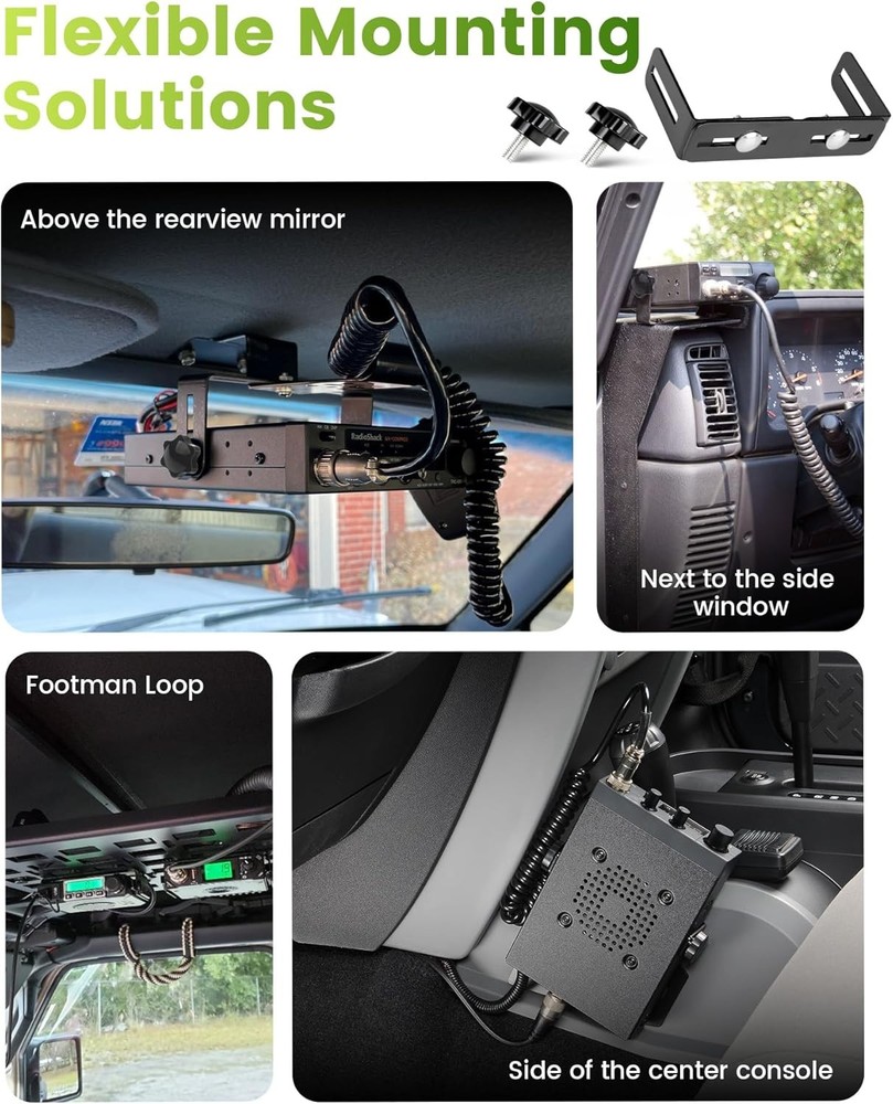 Anina CB Radio Mount Bracket with Knobs Universal Mount for CB Radios- Adajustab