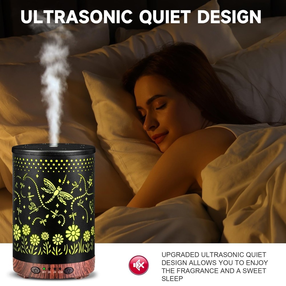 Essential Oil Diffuser 120ML Metal Aromatherapy Diffuser with Timer, Cool Mis...
