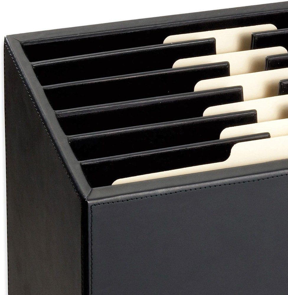 Black Leather 6-Tray File Sorter