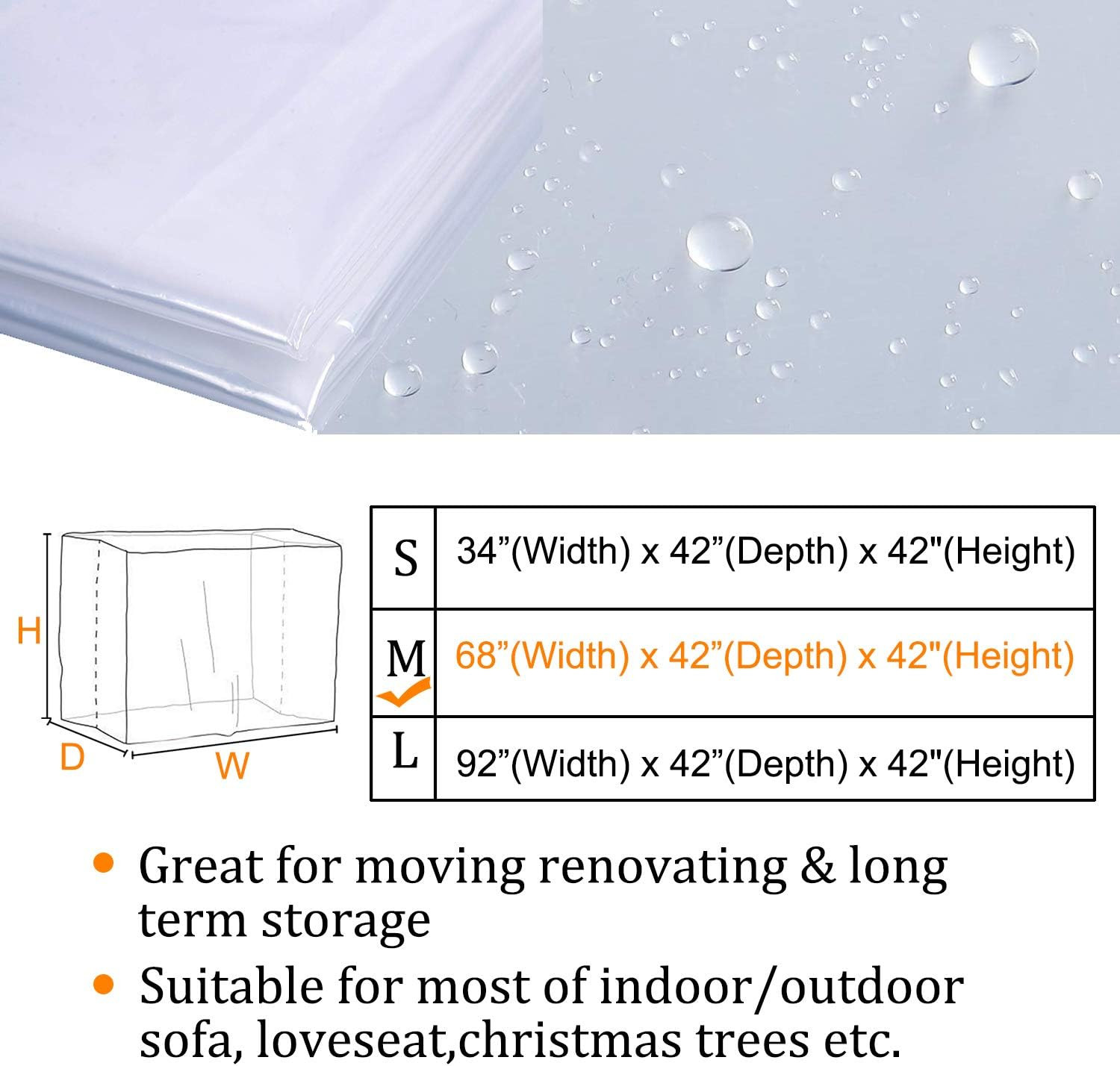 Furniture Cover Plastic Couch Cover Heavy Duty Water Resistant Thick Clear | Sof