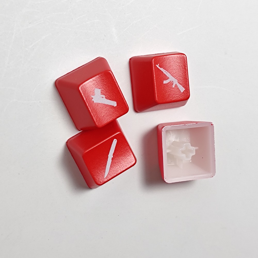 4 PCS Keyboard Keycaps Set ABS OEM R4 Key Caps Red Translucent Keycaps Accessory