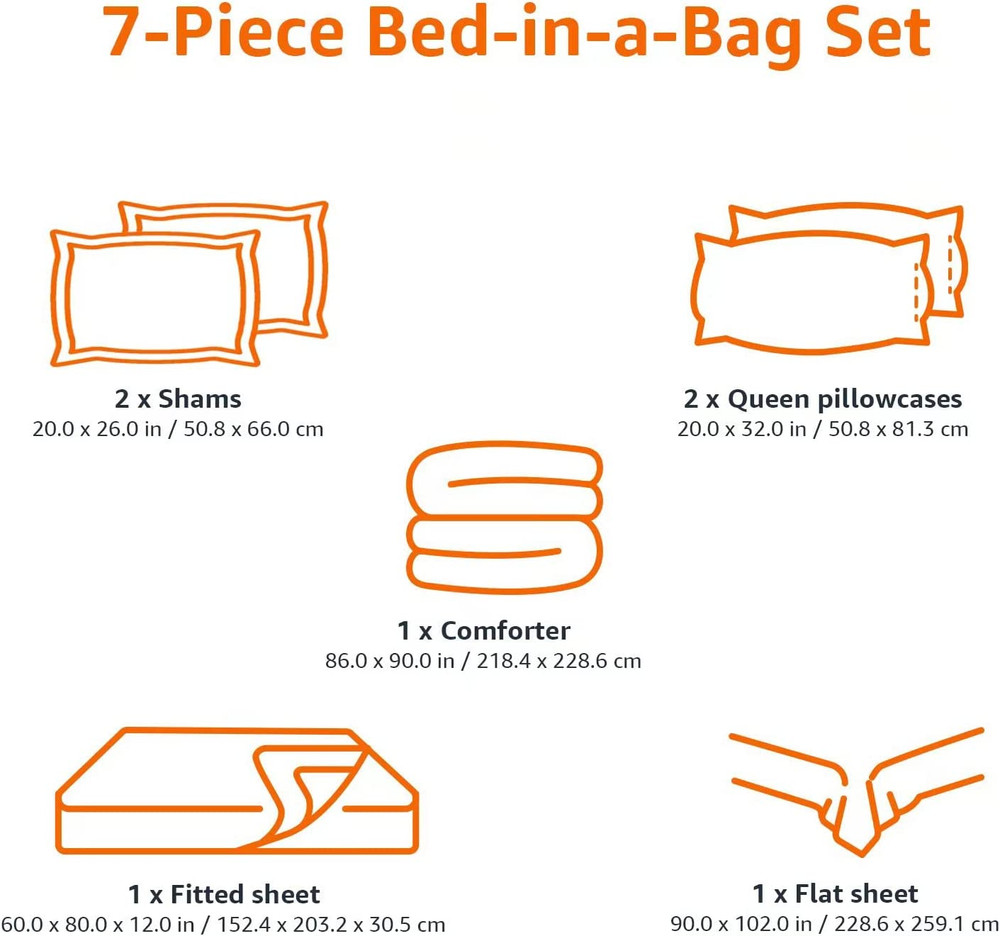 Full/Queen Comforter Set with Sheets, 7-Piece Gray Calvin Stripe Bedding, Lightw