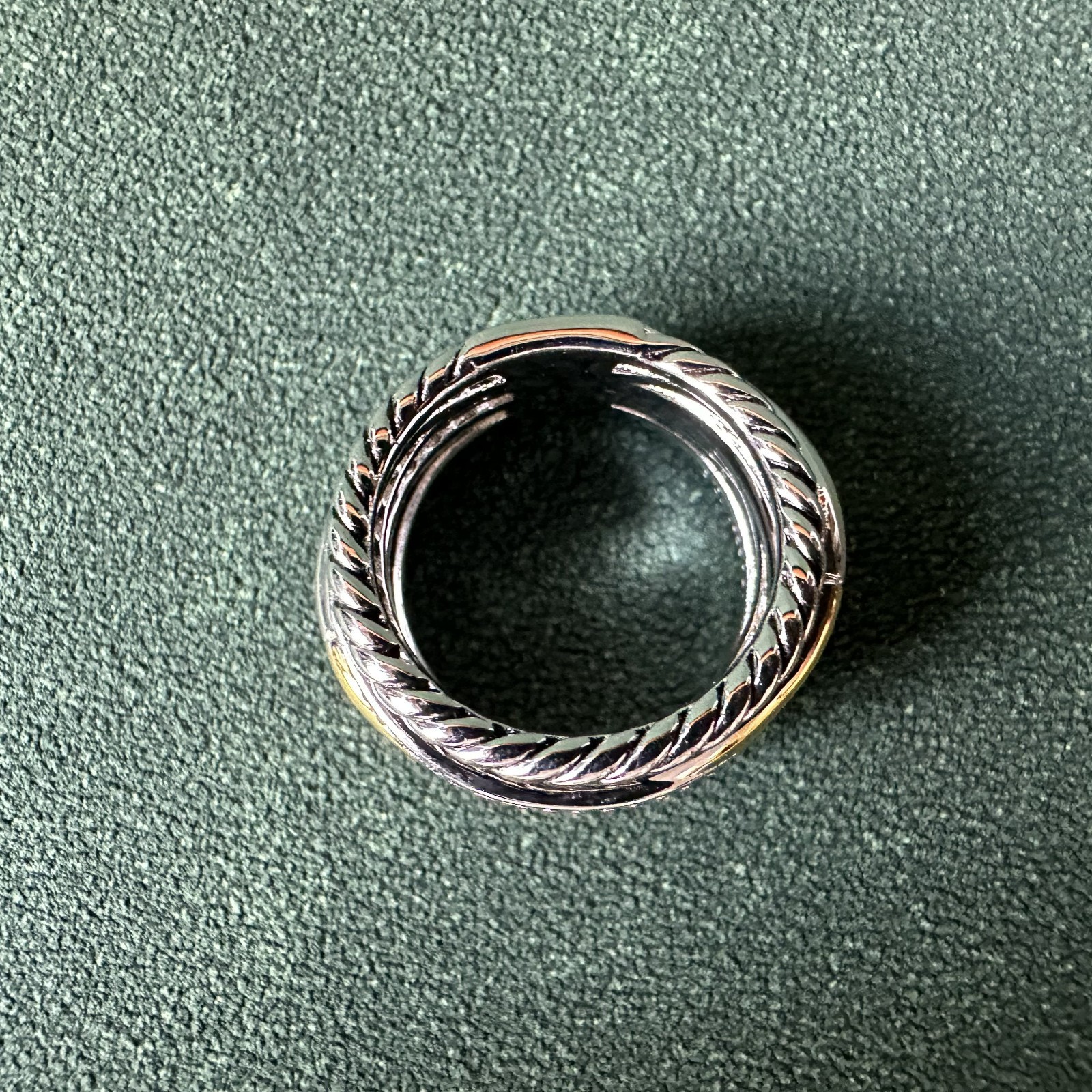 David Yurman Crossover Seven Row Ring 925 w/ 18K Gold & Diamonds Sz 6