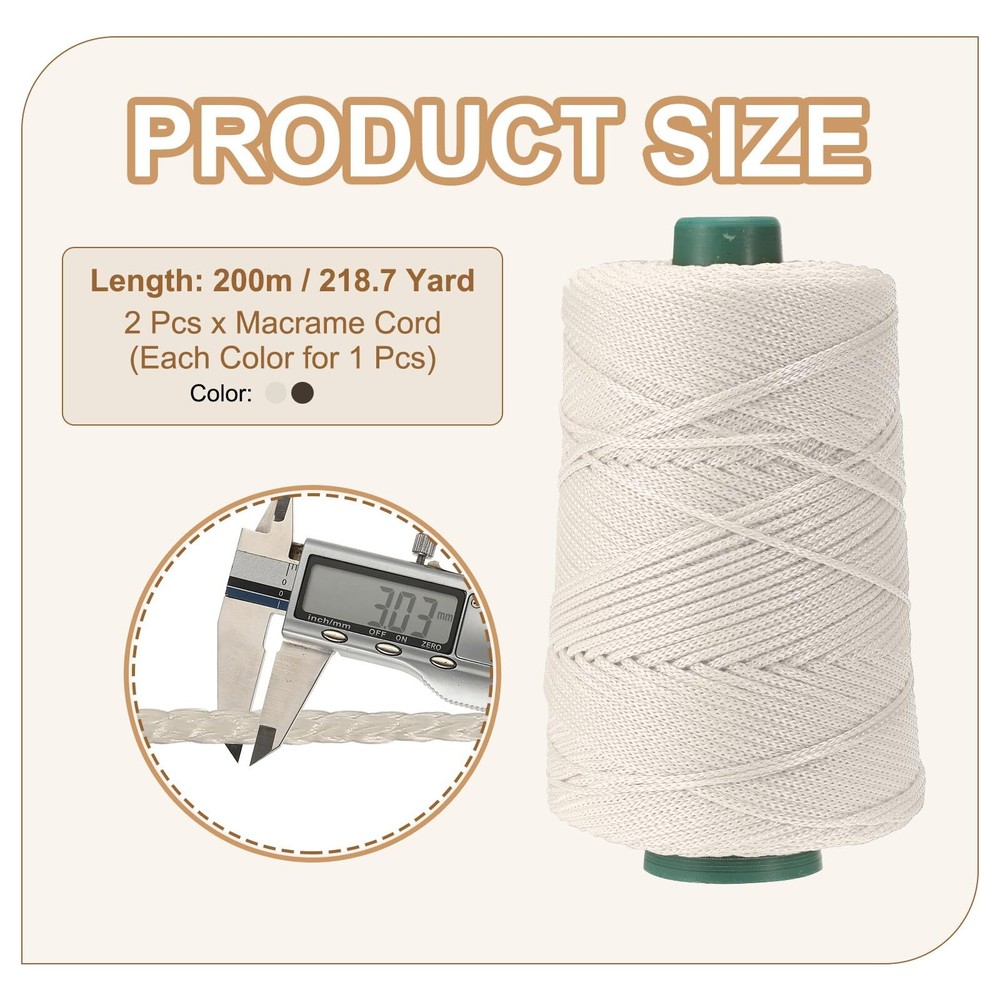 Polyester Macrame Cord 3mm x 219 Yards Polypropylene Macrame Cords Braided Cr...