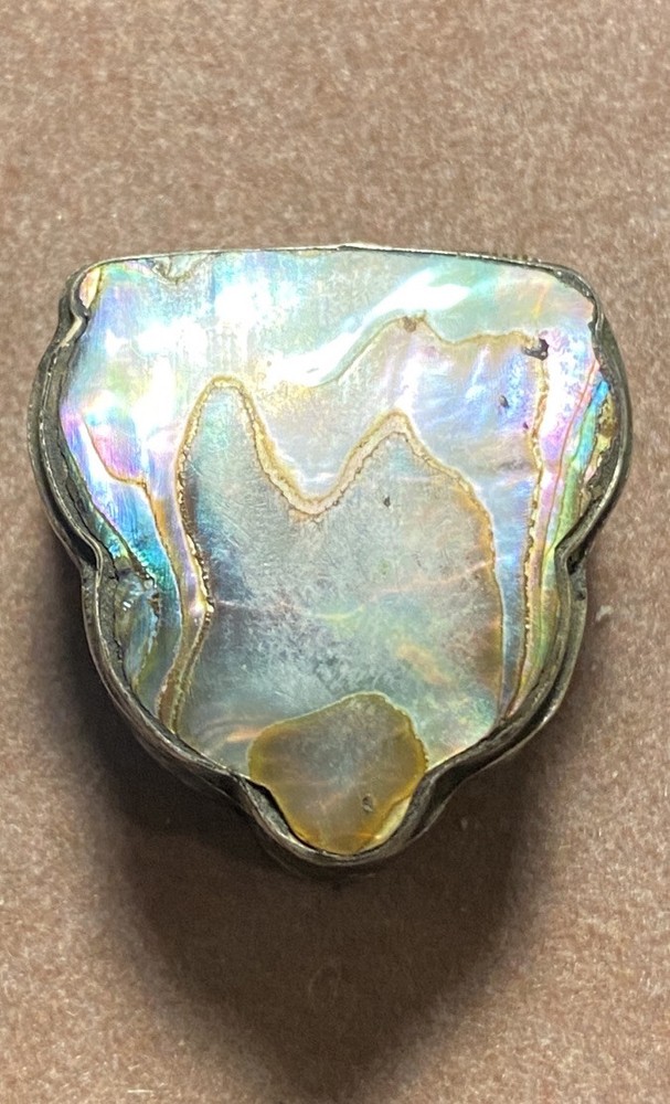 Vintage Abalone Sterling 925 Silver Pill Box