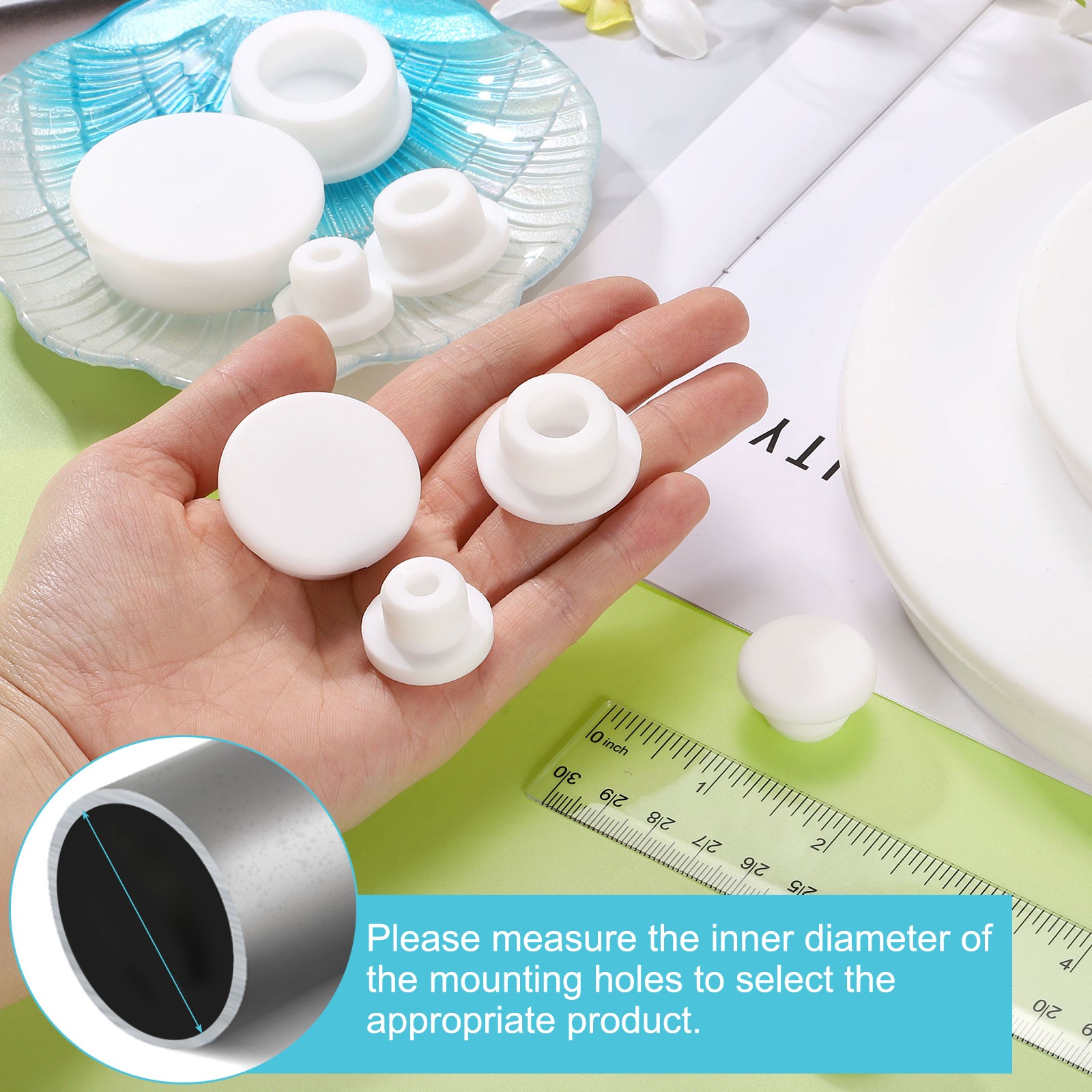 2Pcs Silicone Hole Plug, Round Rubber Stoppers for 65mm/2.56" Hole, White