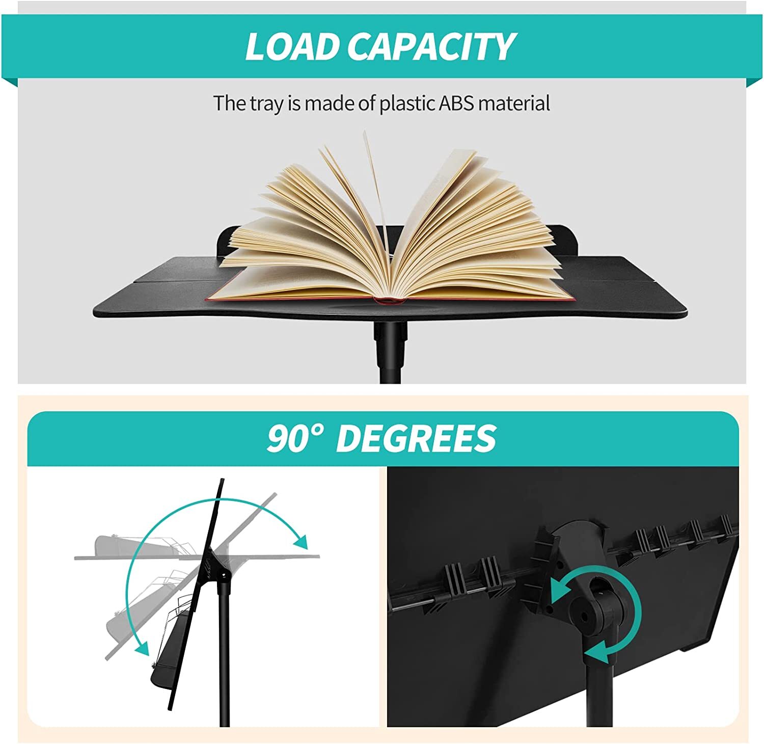 Portable Lightweight Metal Folding Sheet Music Stand With Carrying Bag & Light