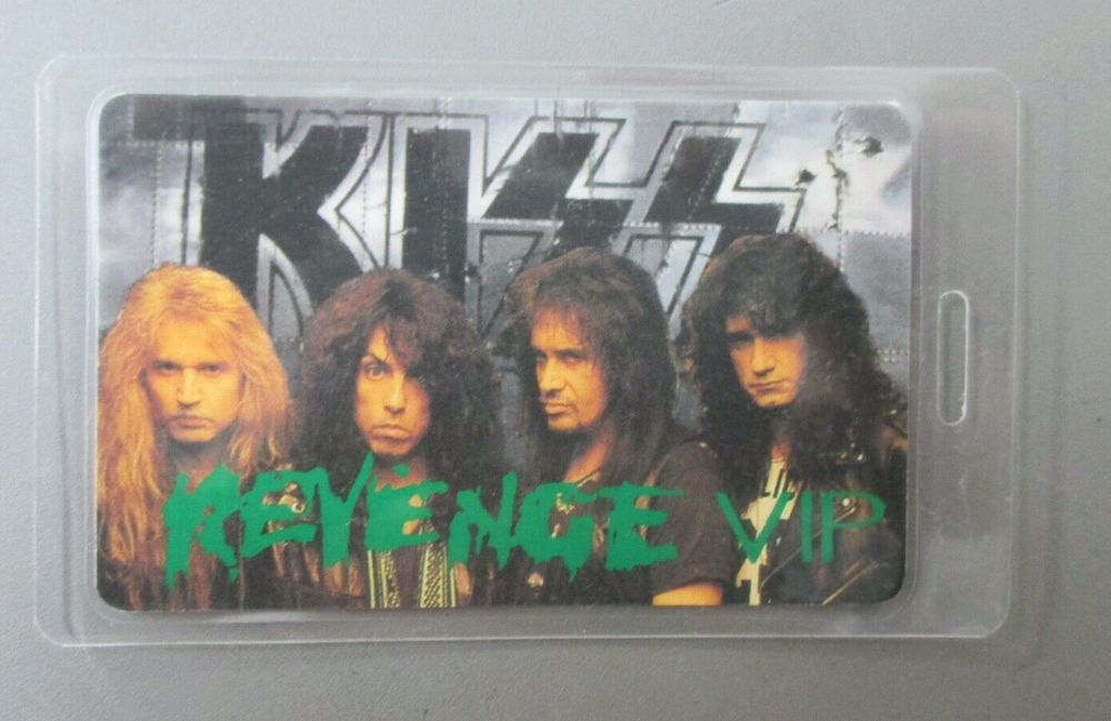 KISS backstage pass laminated Revenge Tour VIP -Green Ink !
