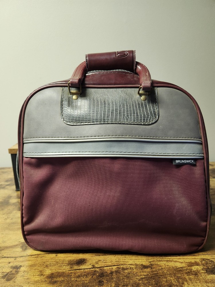 Vintage Brunswick Bowling Ball Bag Maroon / Gray