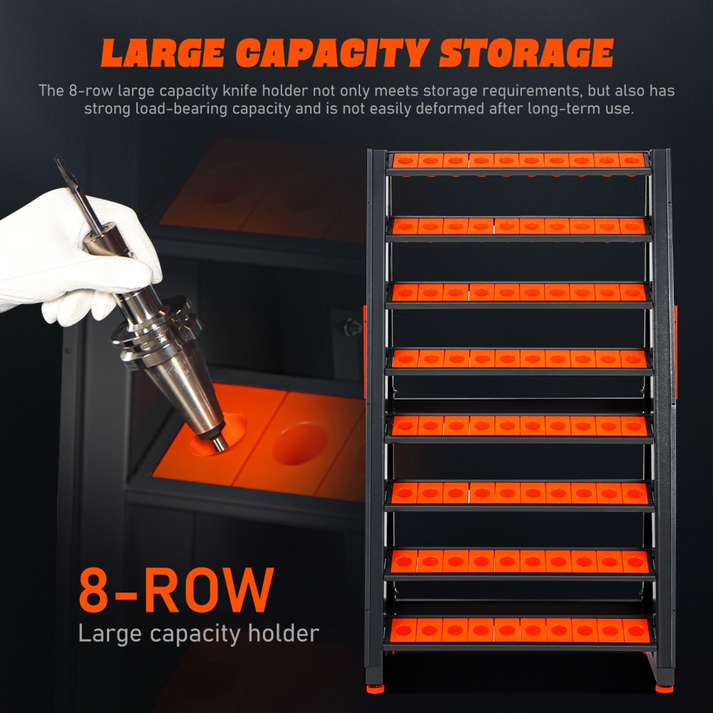 CAT40 CNC Tool Rack-80 Cap，8-Row Large-Capacity CNC Tool Storage Cabinet