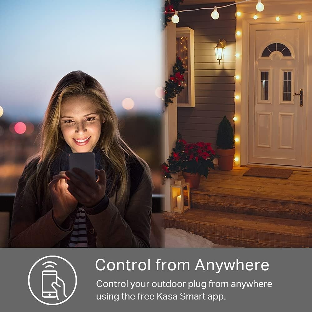 Smart Outdoor Plug by Kasa - Waterproof, Dual Sockets, Remote Control Ready