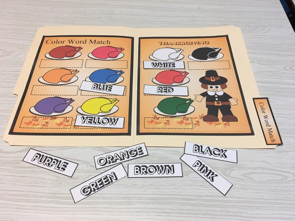 Thanksgiving - 5 File Folder Set - Activity Set - Teaching -