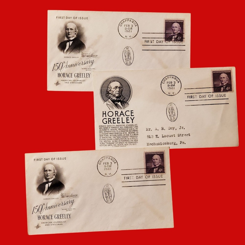 First Day of Issue Horace Greeley Stamp Cache Envelope