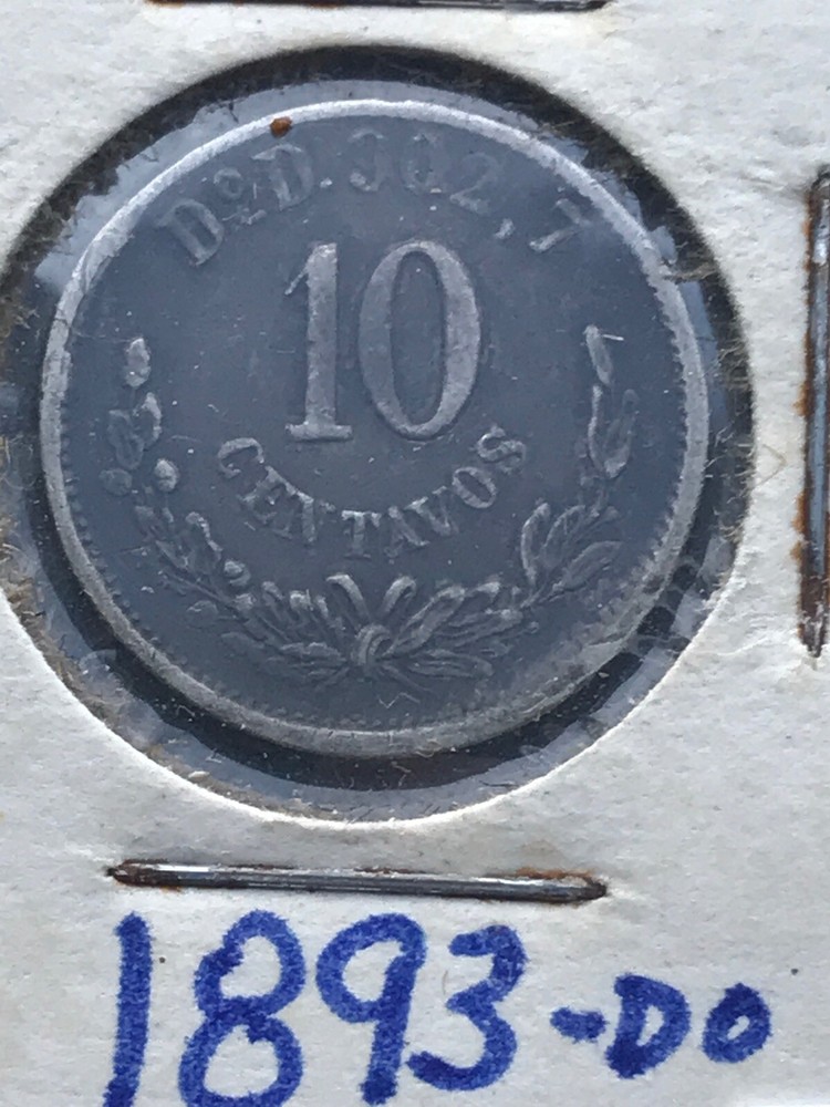 Mexico SECOND REPUBLIC 1893 DO D 10 Centavos