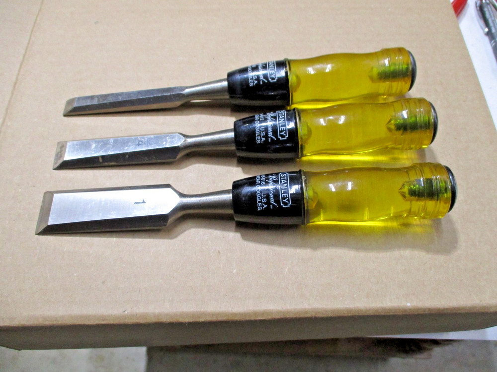 Vintage Stanley Chisel Set, Professional Butt Chisel Set, Sizes 1/2", 3/4" & 1"