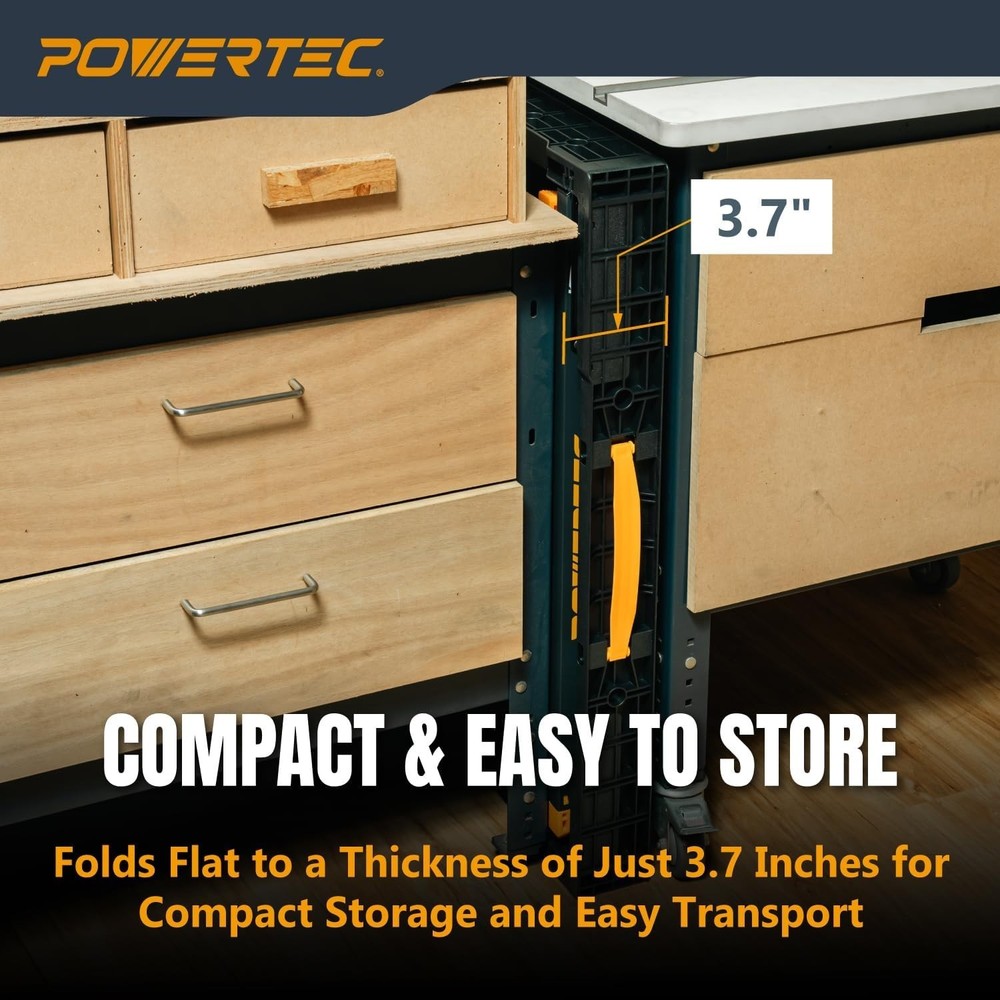 Portable Folding Worktable – Heavy-Duty Workbench with 33.5" x 24" Surface, 1...